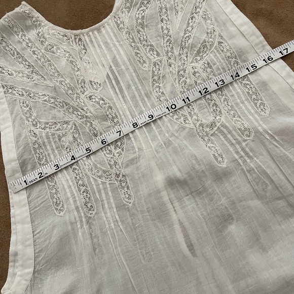 Free People Lace Sheer Tunic Top Pintuck Button Back M - Picture 11 of 16